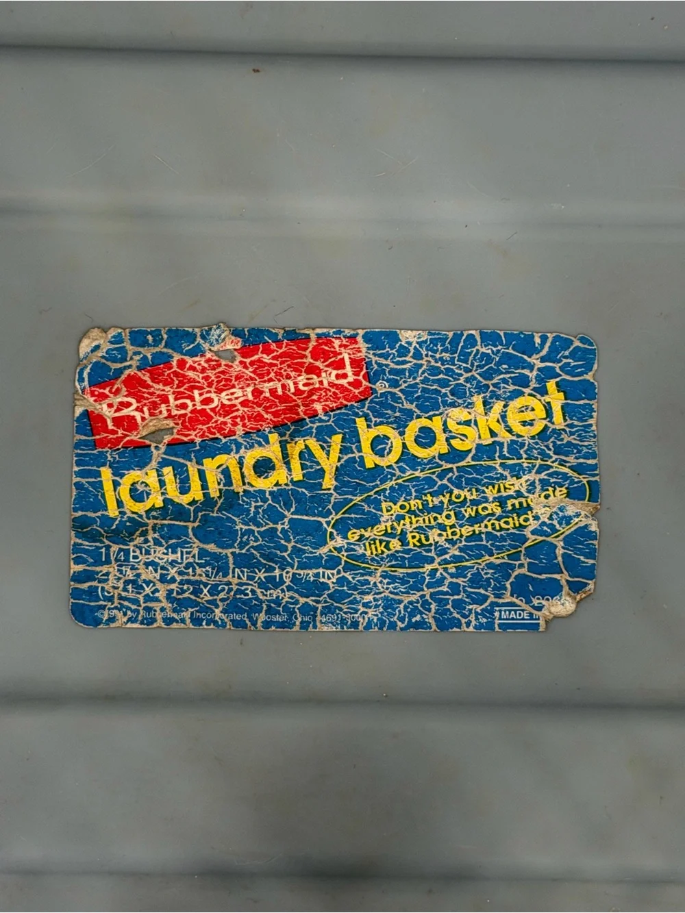 Vintage Rubbermaid Laundry Basket 2965 Blue Hamper Rectangular Plastic